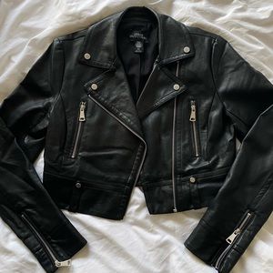 Urban Outiftters Faux Leather Cropped Moto Jacket